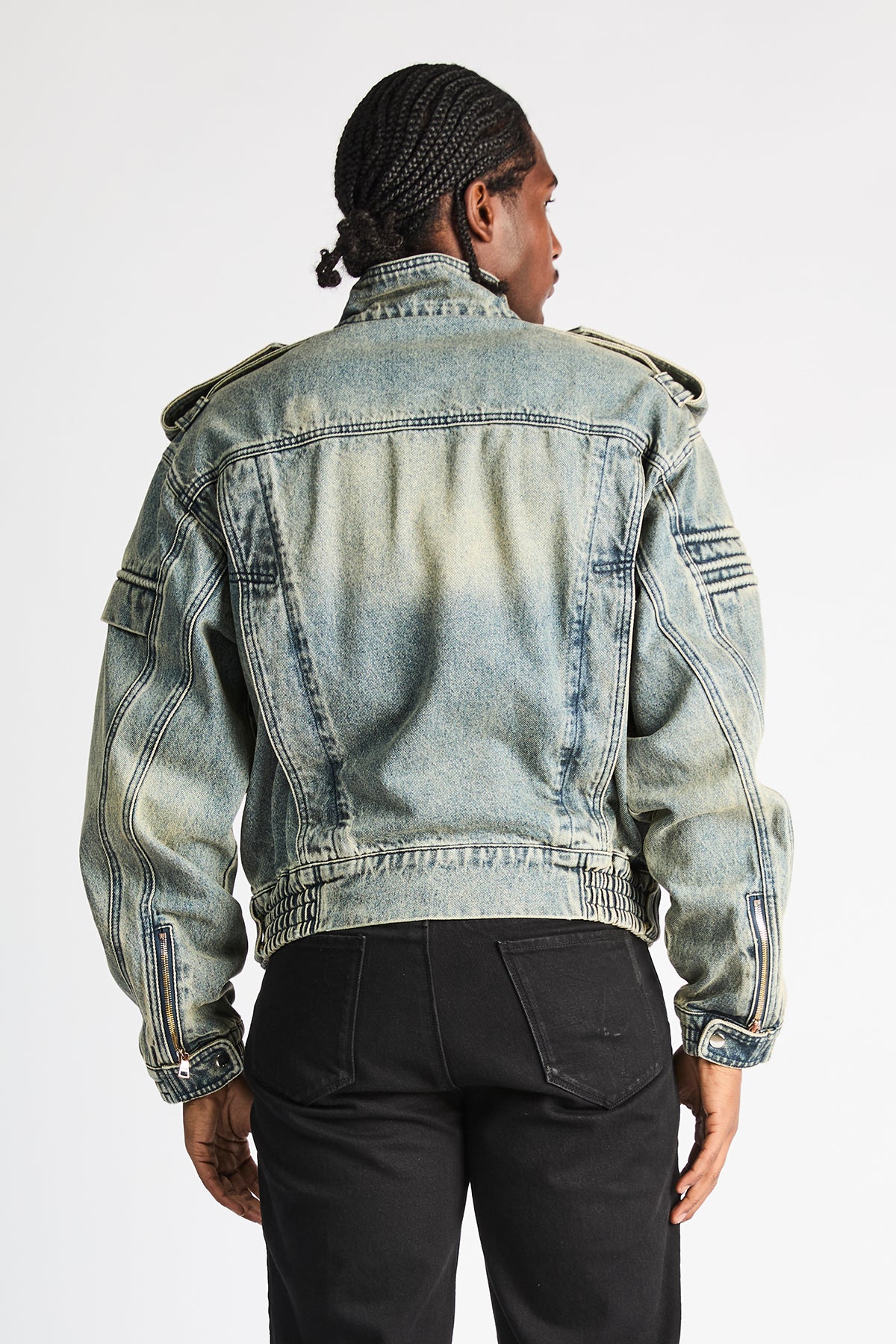 Men's Blue Cropped Denim Jacket | RTA