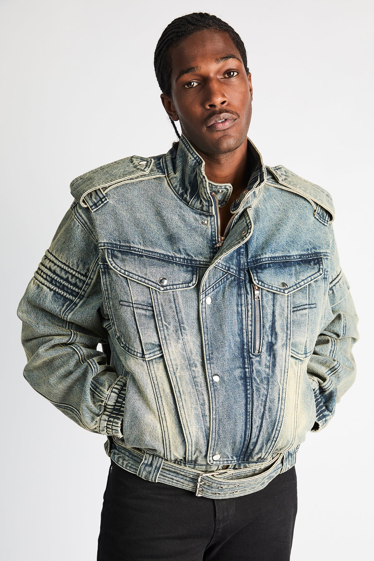 Men's Blue Cropped Denim Jacket | RTA