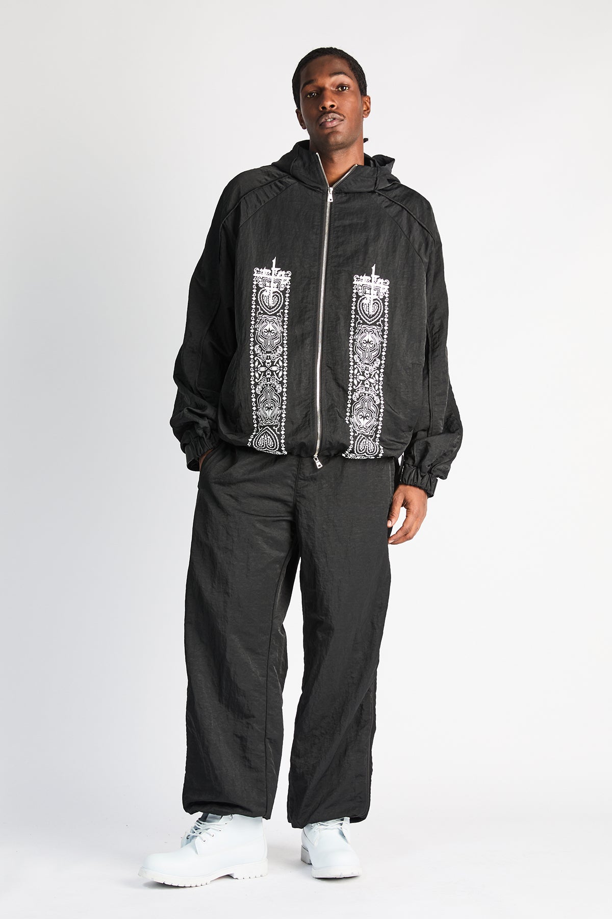 Men's Black Paisley Track Pant | RTA
