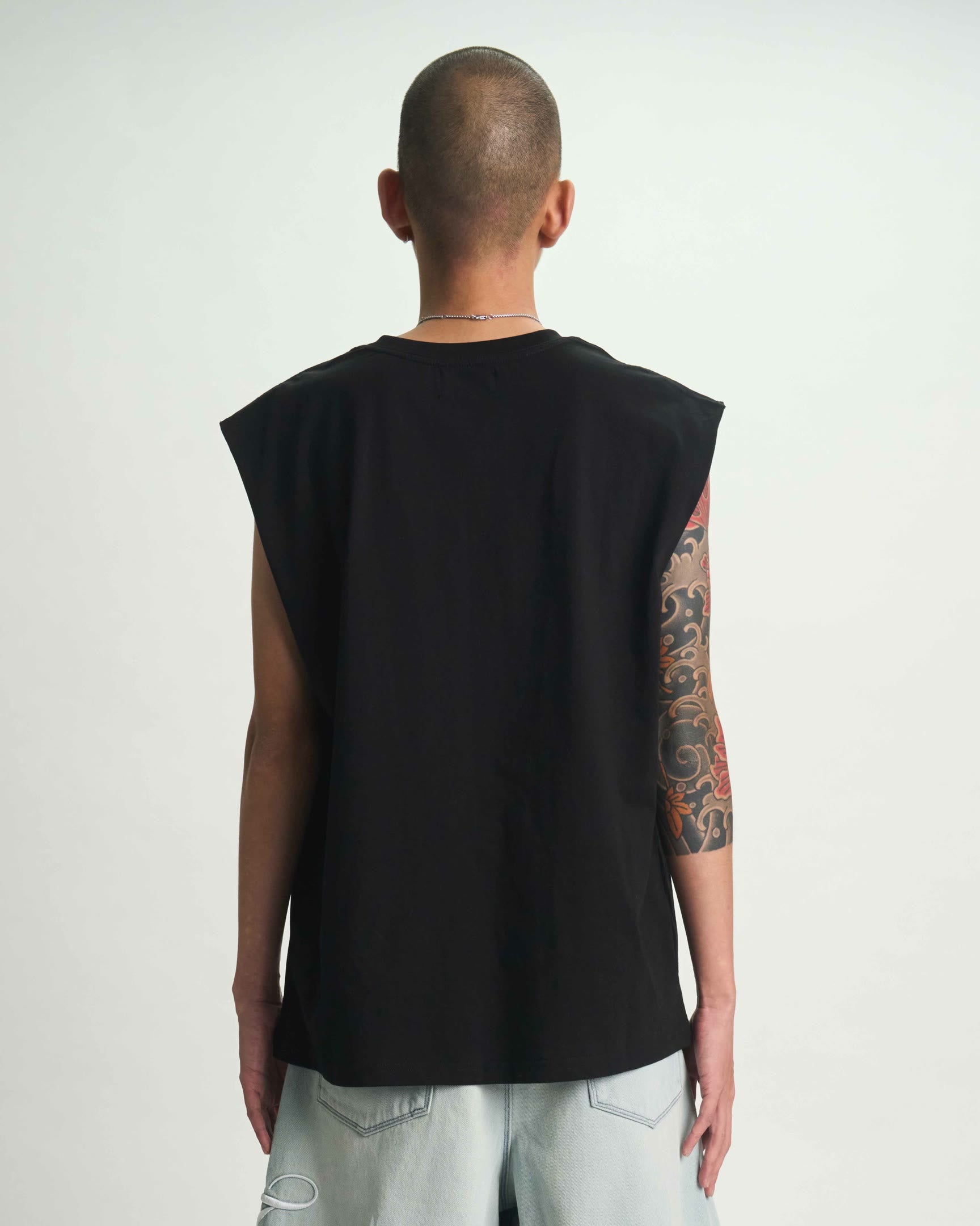 Black Terry Muscle Tee - On Model Back View | RTA
