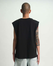 Black Terry Muscle Tee - On Model Back View | RTA
