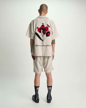 Beige CLYDE Shorts Back - Poppy Graphics and Typography | RTA