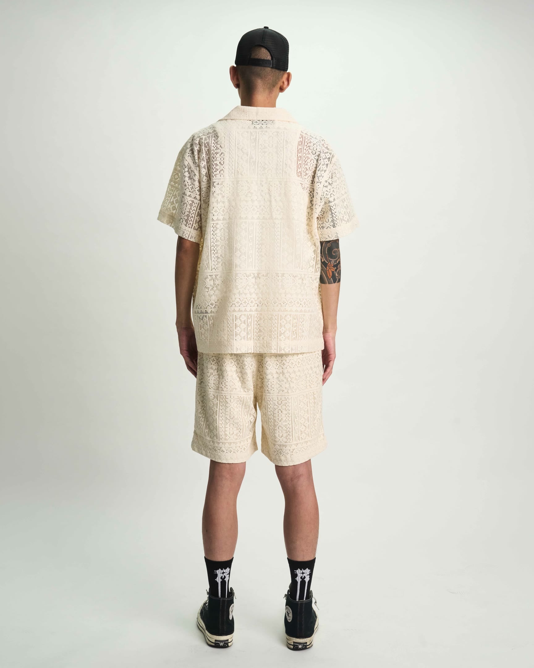 Sand Crochet Clyde Shorts and Shirt Set - Model Back View | RTA