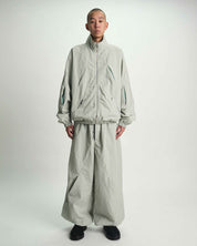 Smoke Grey Nylon Streetwear Parachute Pant - On Model Front, Styled Look | RTA