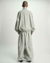 Smoke Grey Nylon Streetwear Parachute Pant - On Model Back, Styled Look | RTA