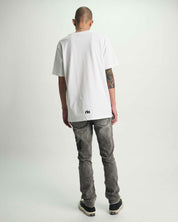 Grey Cursive Typography Skinny Jeans On Model - Back View | RTA