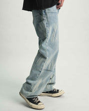 Sky Vein Cotton Carpenter Jeans - Side Profile On Model | RTA