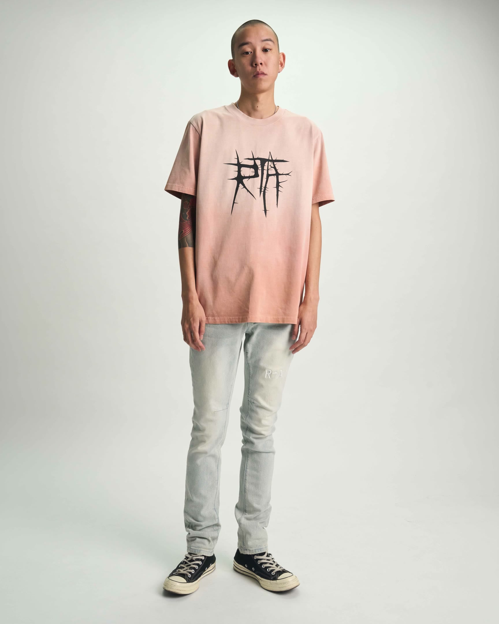 Model Wearing Ice Blue Bryant Skinny Jeans - Full Body Look | RTA