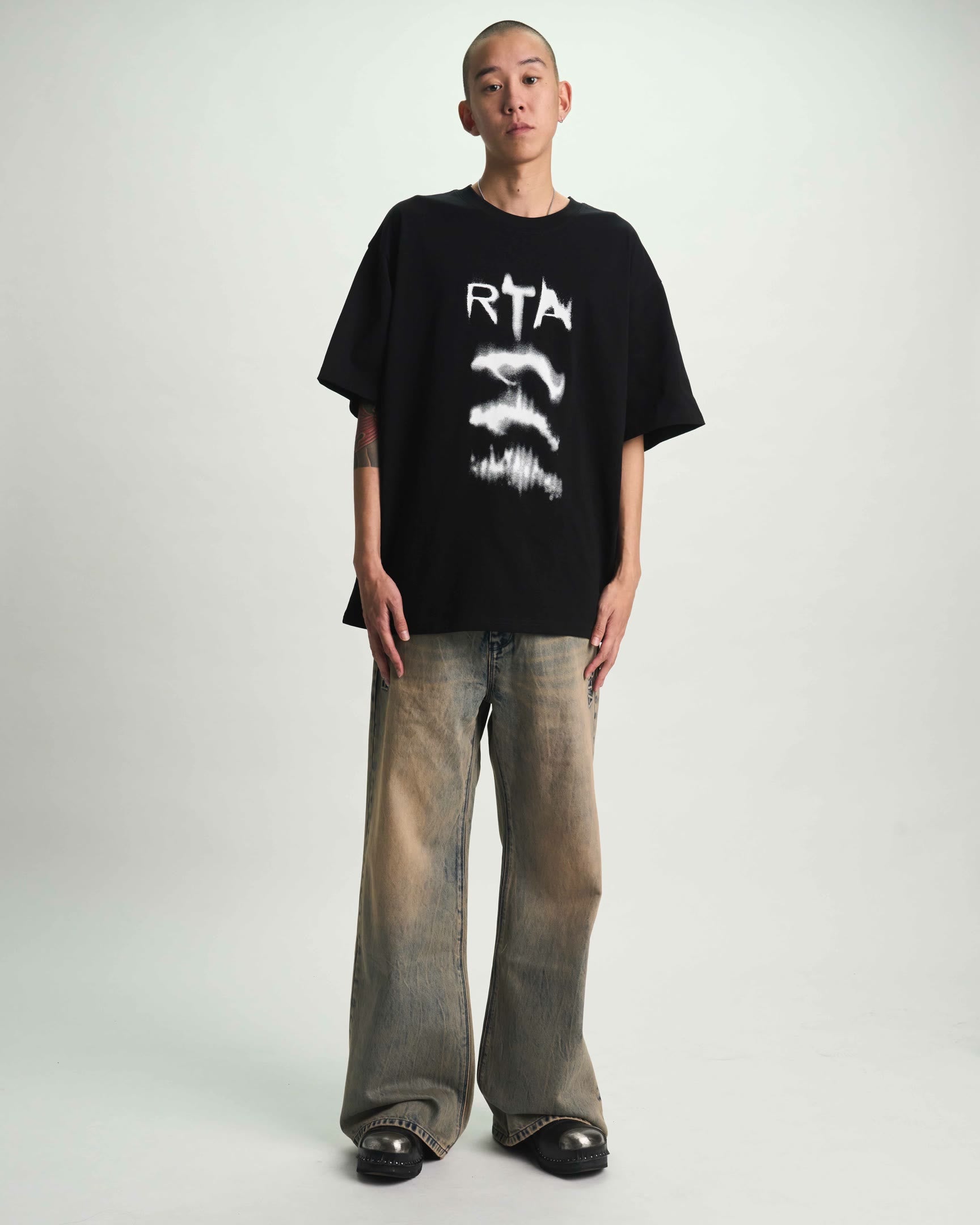 Aqua Marble Wide Leg Flare Jean - Front View, On Model | RTA
