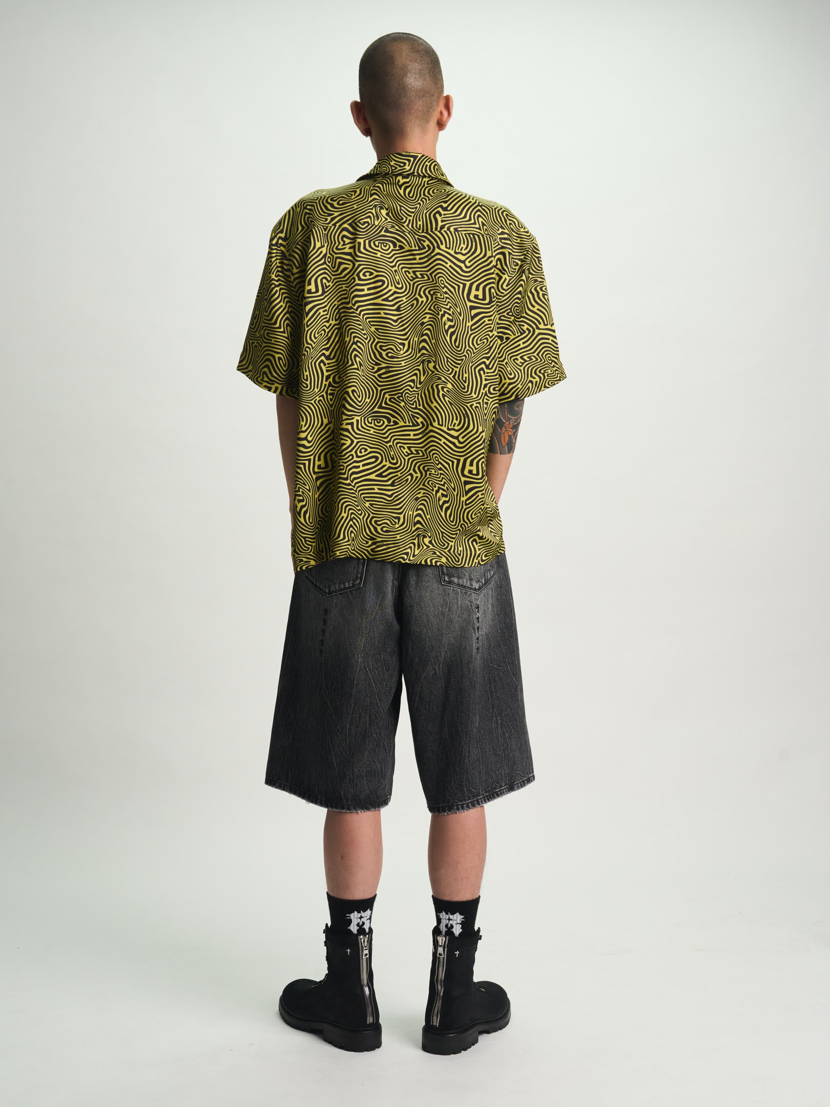 Men's Black Topography Zip Up Shirt | RTA