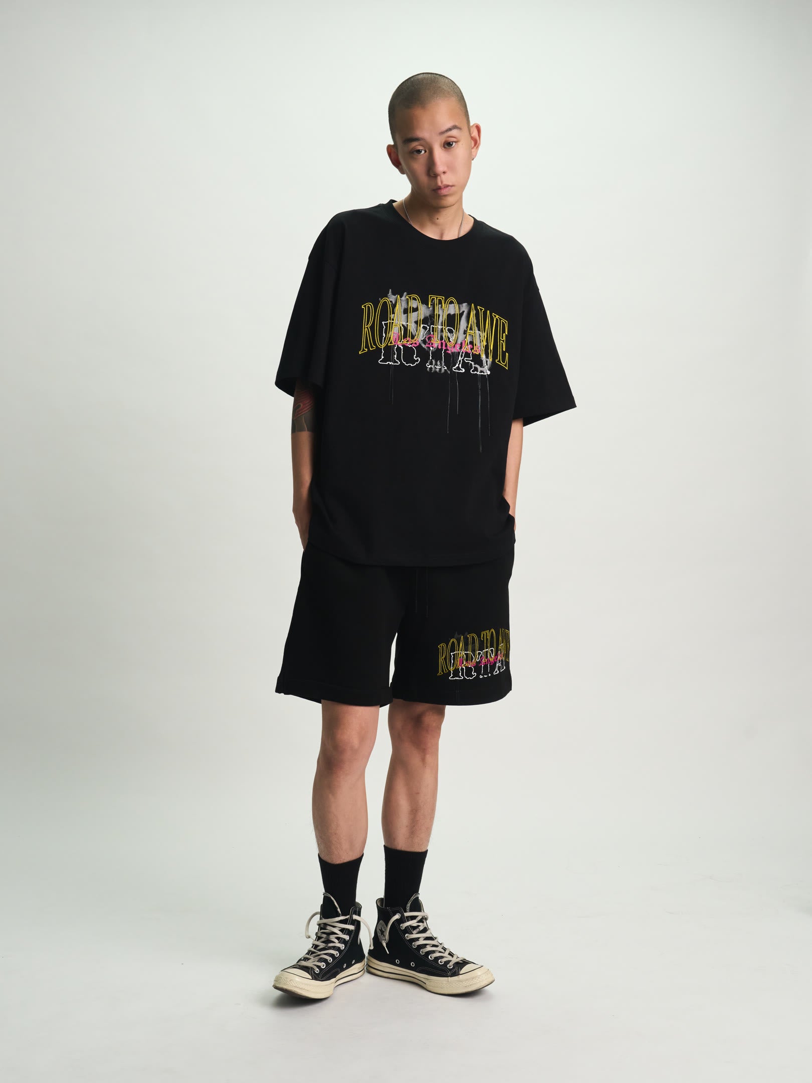 CLYDE SHORT | BLACK MIXED LOGO