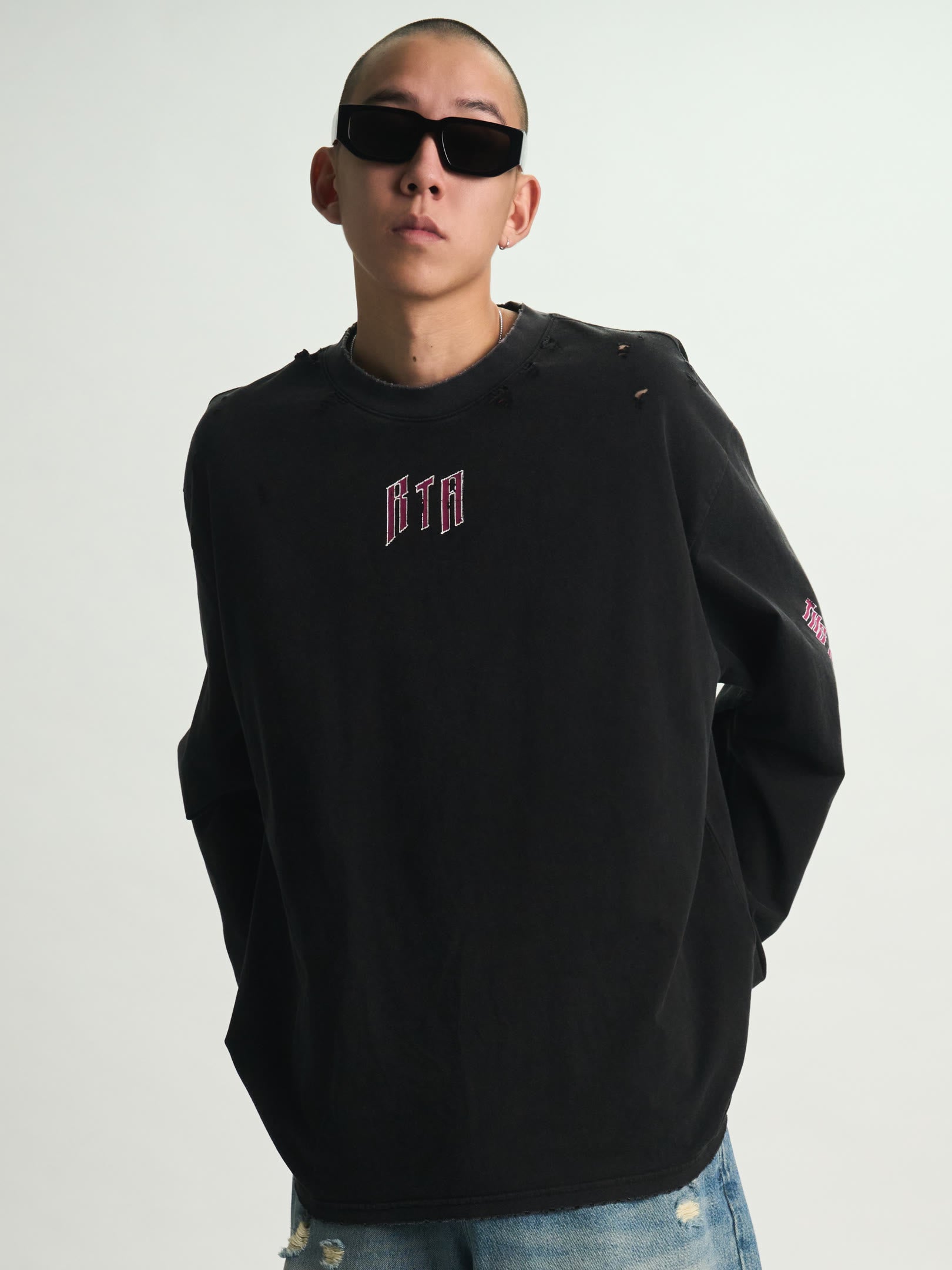 MARCEAU OVERSIZED LONG SLEEVE TEE | BLACK SCENERY