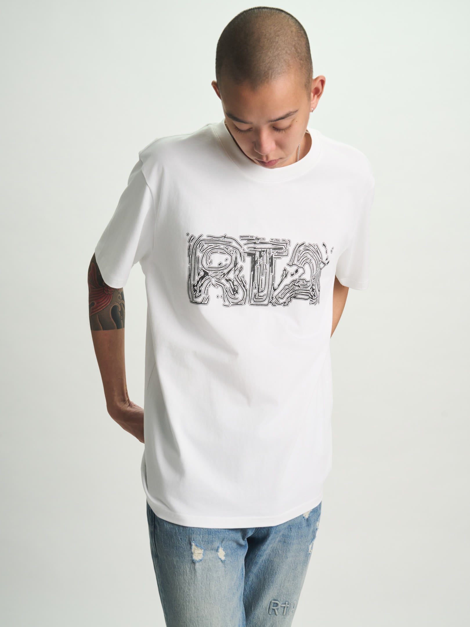 LIAM SHORT SLEEVE TEE | WHITE TOPOGRAPHIC LOGO