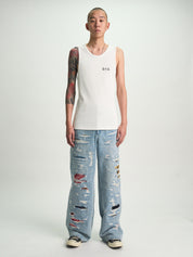 FRANCO WIDE LEG JEAN | FRAYED INDIGO