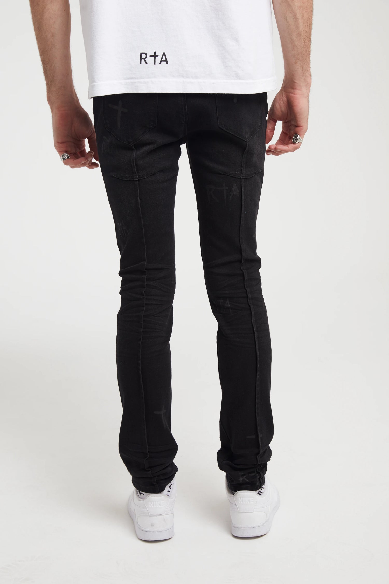 CLAYTON SKINNY JEAN | CHARCOAL CROSSES DISTRESSED