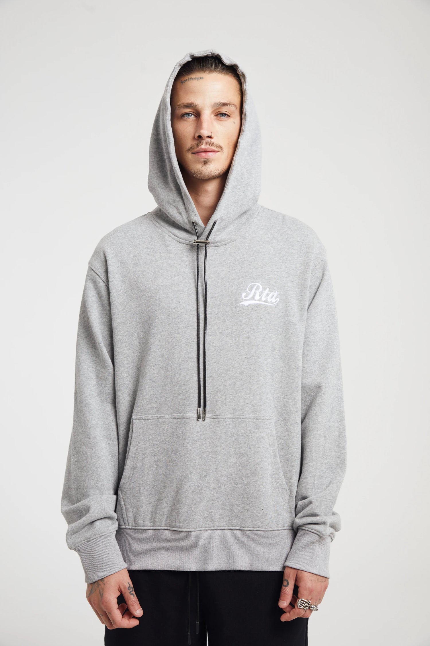 DION HOODIE | HEATHER GREY COLLEGIATE SCRIPT