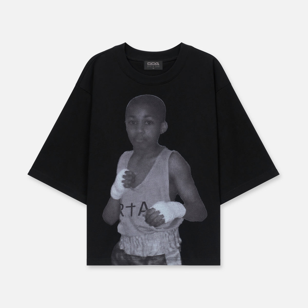 Black Cotton Austin DDG Portrait Tee - Front View | RTA