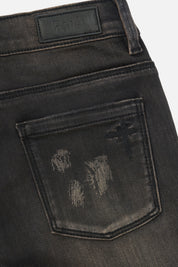Kids Benson Skinny Jeans Charcoal Ember - Back Pocket Detail, Leather Patch and Graphic Motif | RTA