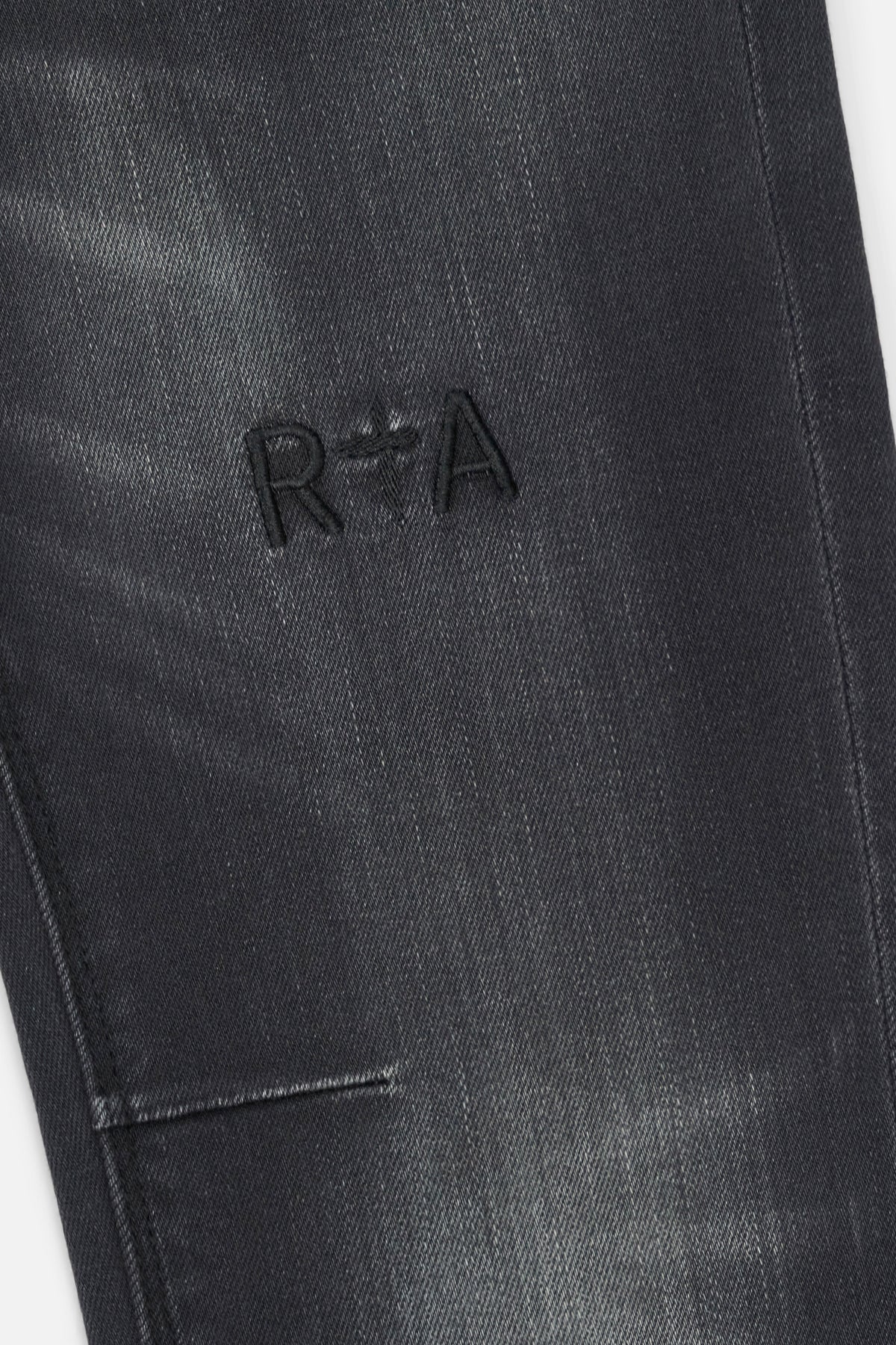 Kids Benson Skinny Jeans Charcoal Dust - RTA Cross Logo Embroidery Detail, faded grey denim | RTA