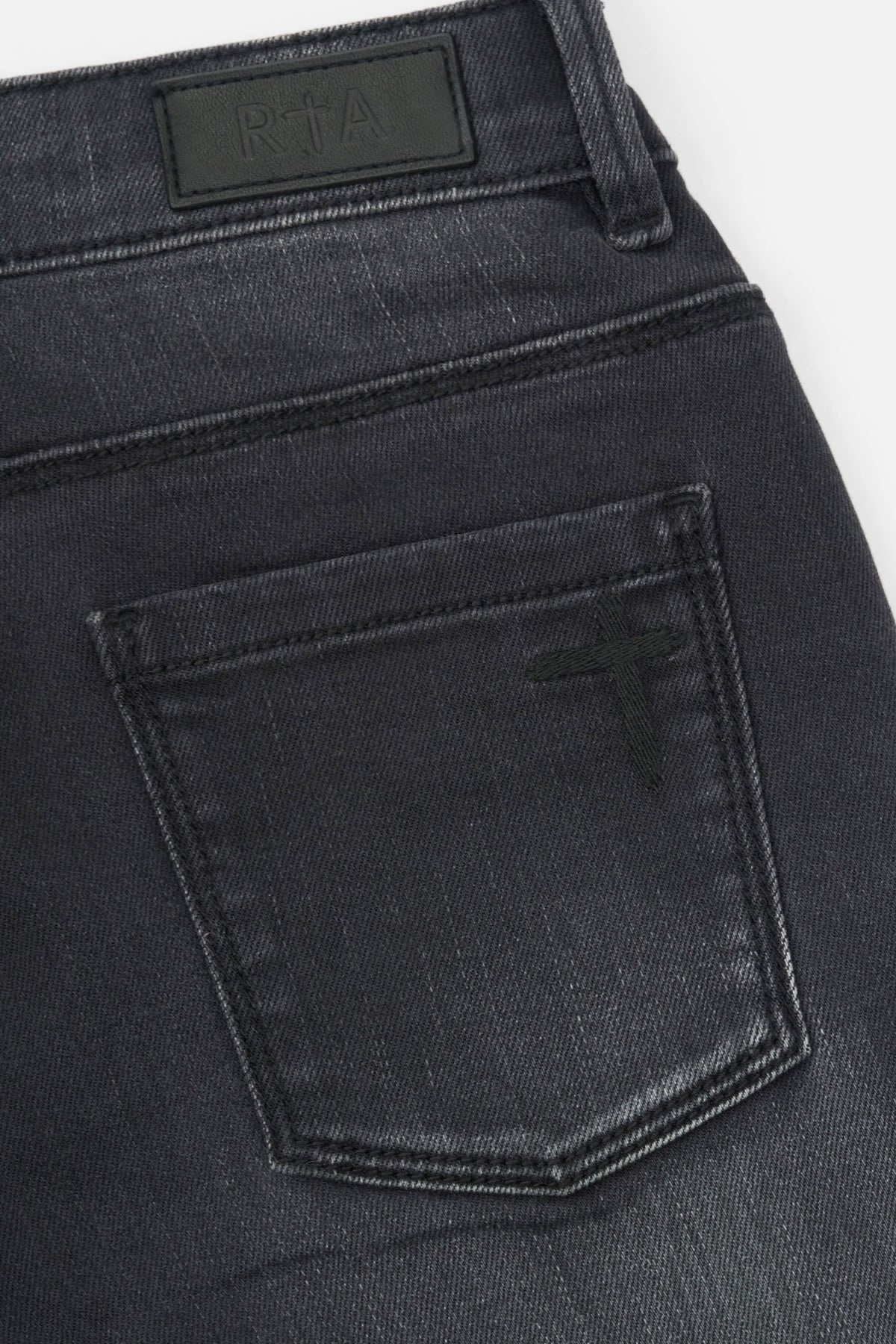 Kids Benson Skinny Jeans Charcoal Dust - Back Pocket Cross Motif and Leather Patch Detail | RTA