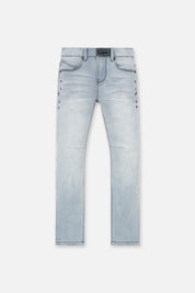Smoky Rinse Denim Kids Carlo Skinny Jeans - Front View with Cross Motifs | RTA
