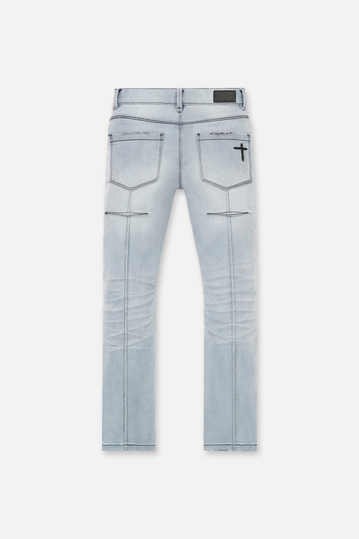 Smoky Rinse Denim Kids Carlo Skinny Jeans - Back View with Leather Patch | RTA