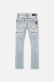 Smoky Rinse Denim Kids Carlo Skinny Jeans - Back View with Leather Patch | RTA