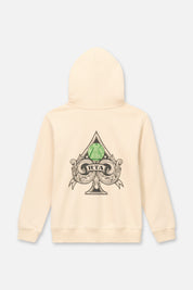 Kids Eden Pullover Hoodie Bone - Back View, Ornate Spade Money Stamp Graphic | RTA