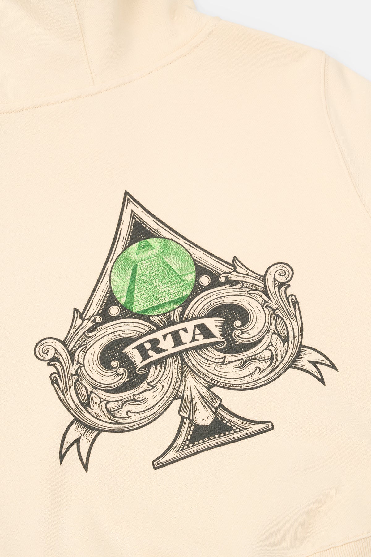 Kids Eden Pullover Hoodie - Back Graphic Close-Up, Spade Pyramid Motif Detail | RTA