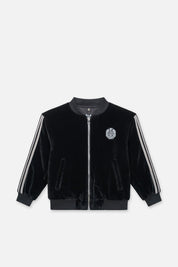 Black Velvet Kids Rian Bomber Jacket Signature Crest - Back View No Hood | RTA