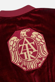 Burgundy Velvet Kids Bomber - Back Eagle Crest Embroidery Close-Up Detail | RTA