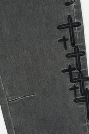 KIDS BENSON SKINNY JEAN | CLOUDED MIST CROSS PATCH