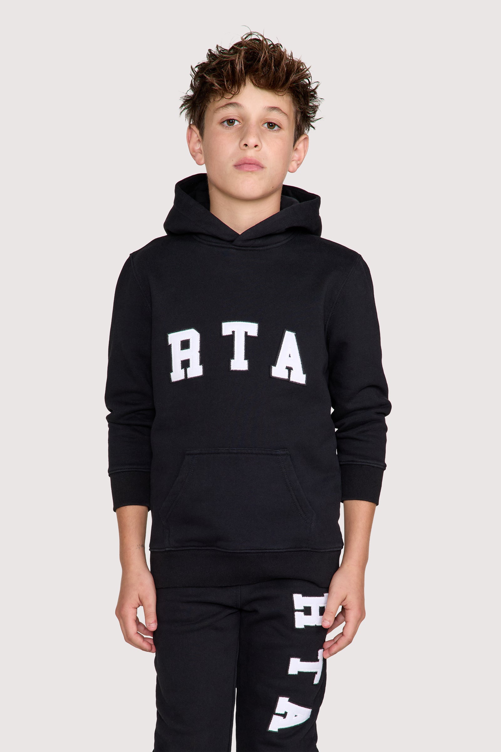 Kids Black Collegiate Hoodie | RTA