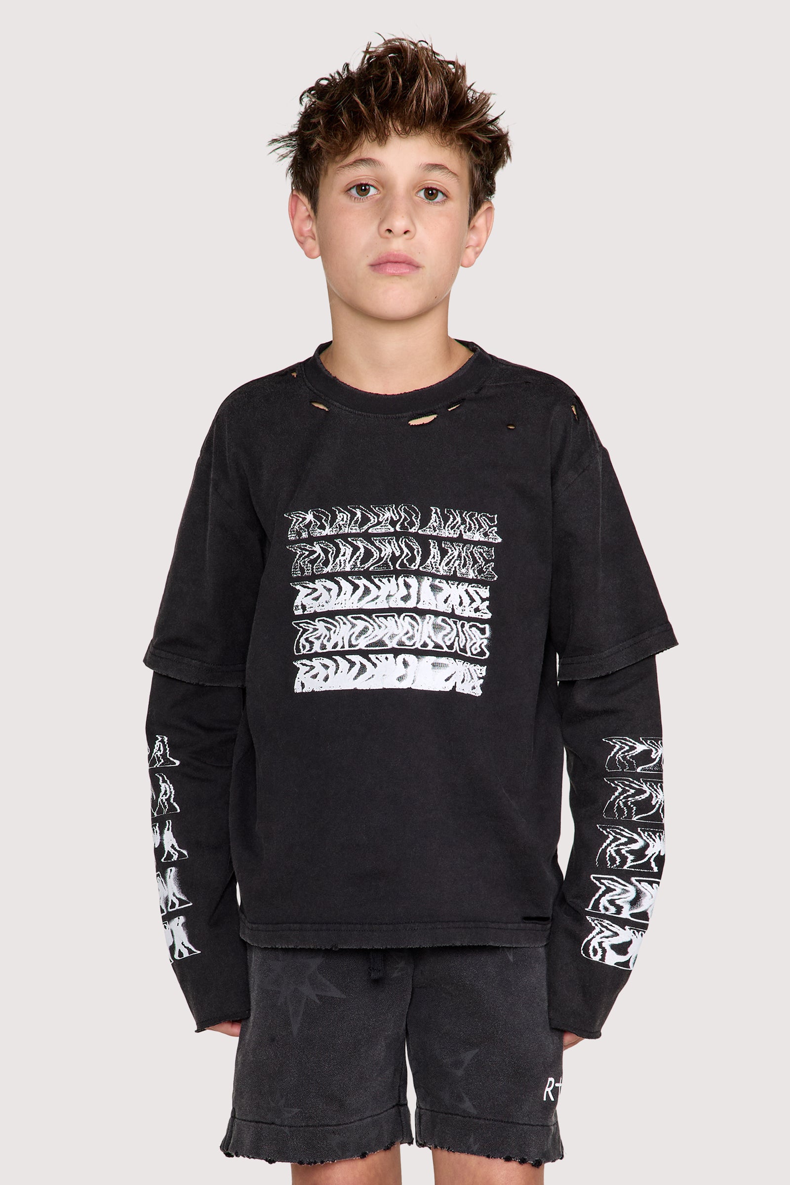 KIDS SEAN LAYERED TEE | BLACK SMOKEY RTA