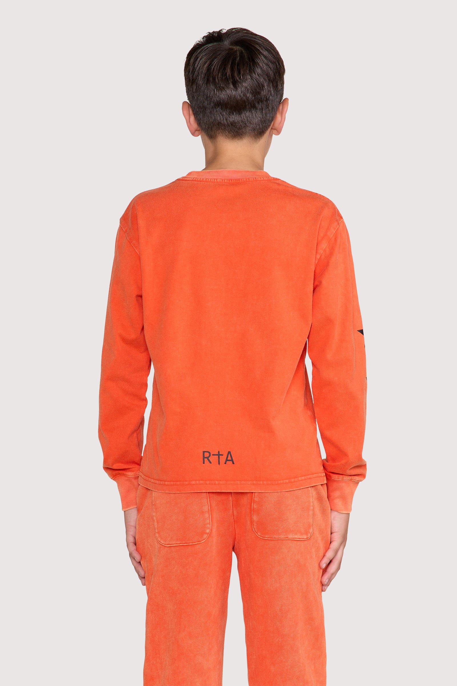 KIDS HOLLIS LONG SLEEVE TEE | ORANGE PLANETARY RTA