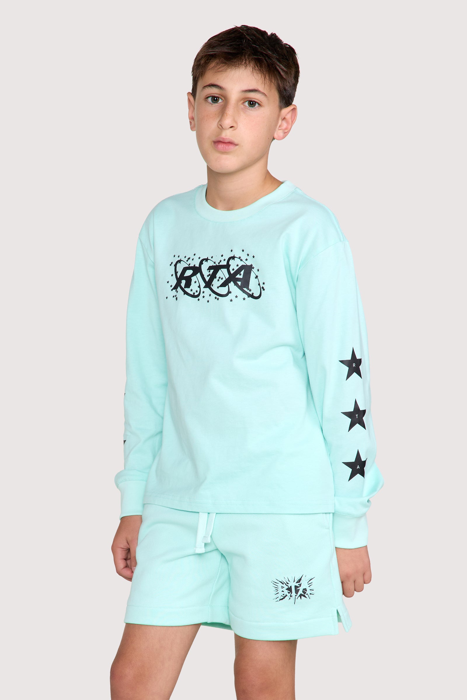 KIDS HOLLIS LONG SLEEVE TEE | TURQUOISE PLANETARY RTA