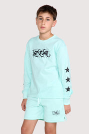 KIDS HOLLIS LONG SLEEVE TEE | TURQUOISE PLANETARY RTA