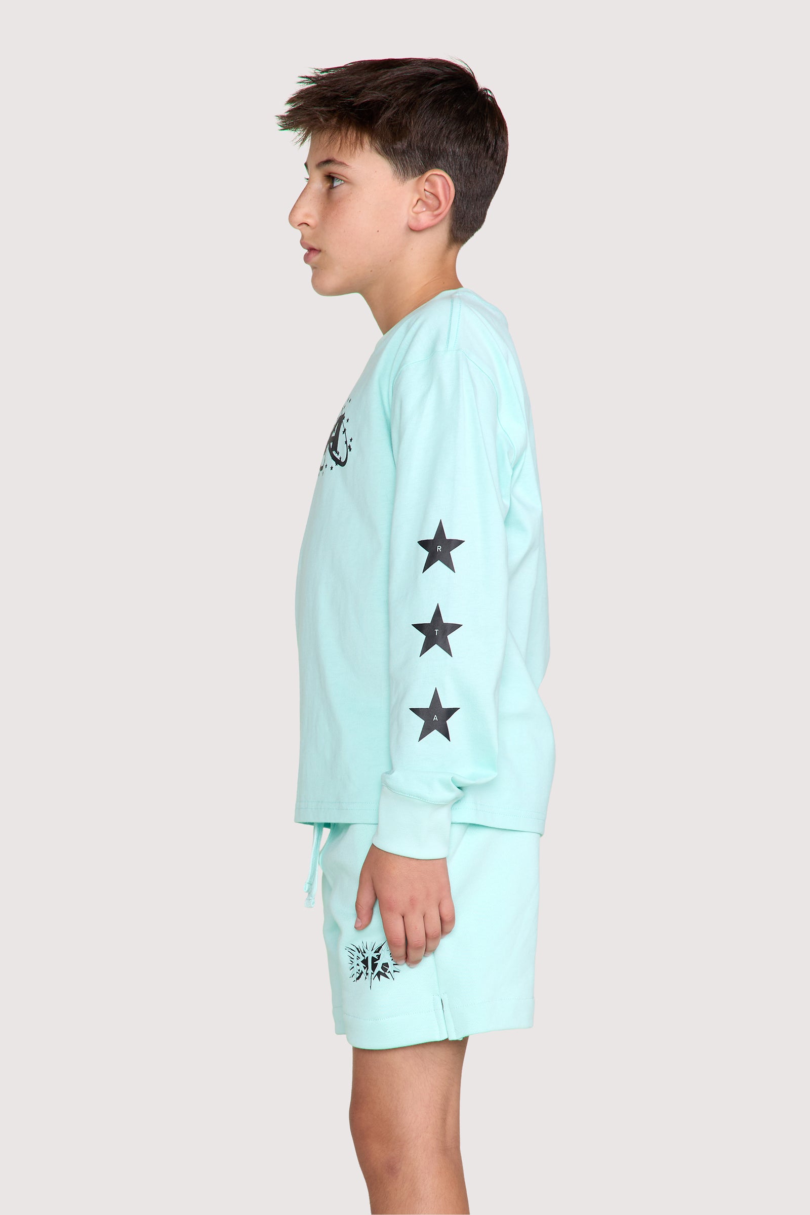 KIDS HOLLIS LONG SLEEVE TEE | TURQUOISE PLANETARY RTA