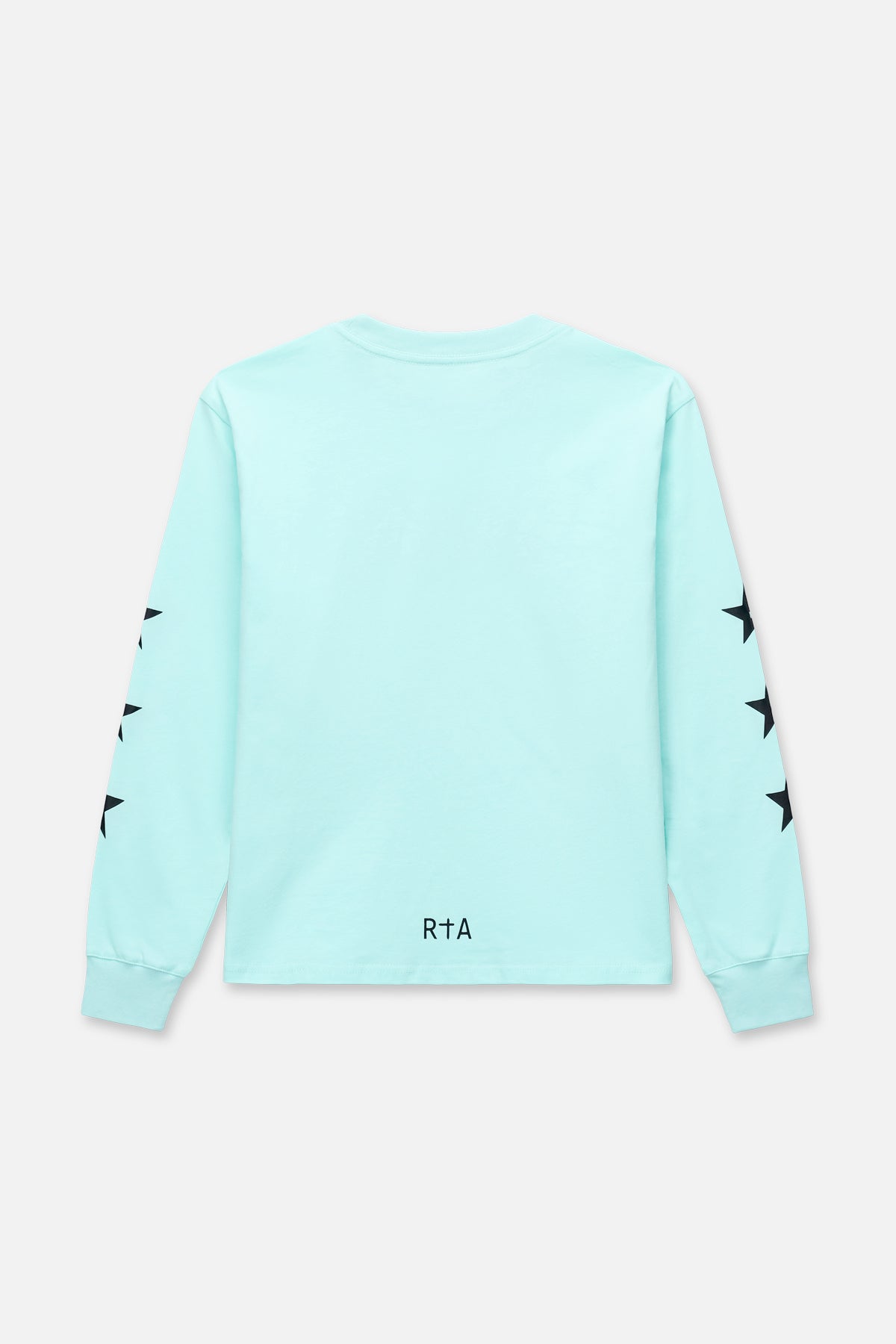 Turquoise Cotton Kids Hollis Long Sleeve Tee with RTA Logo Back - Back View | RTA