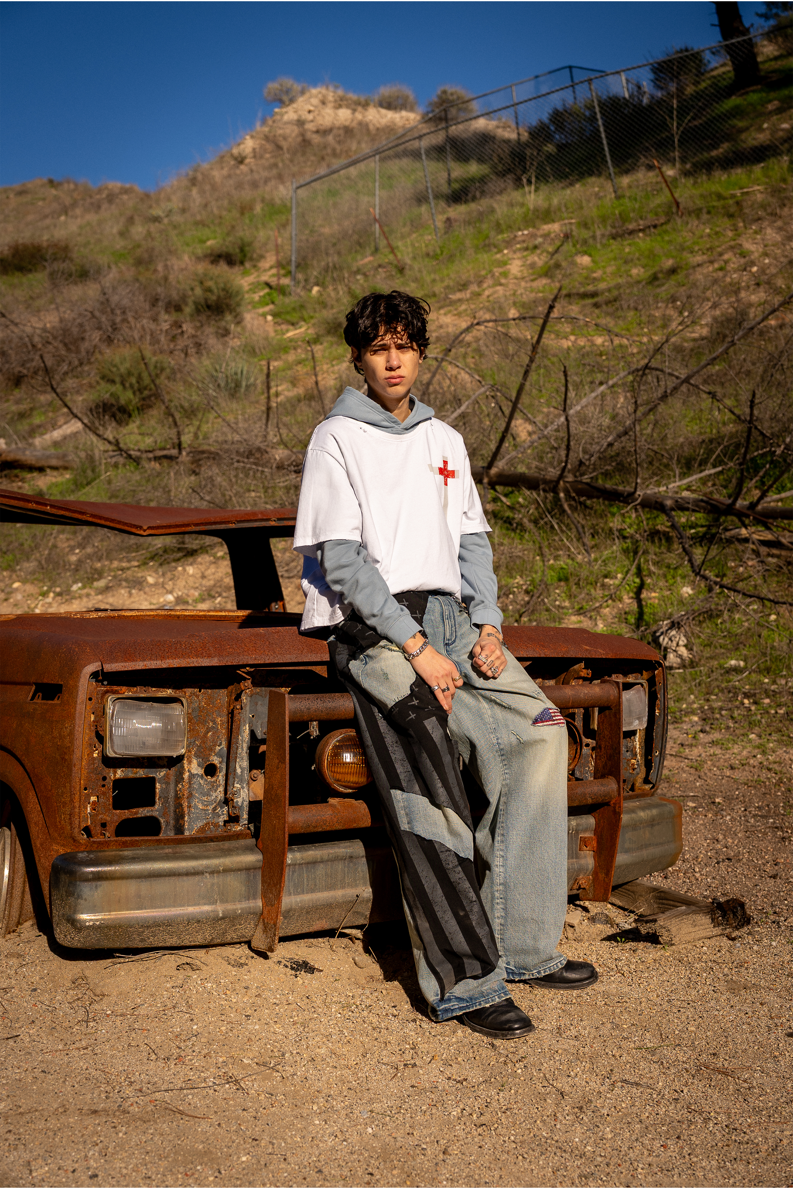 LIOR WIDE LEG JEANS | INDIGO FRAYED FLAG