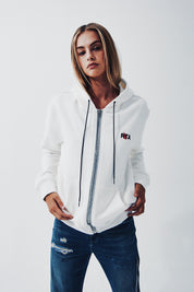 FLOYD ZIP UP HOODIE | WHITE FINGERPRINT LOGO