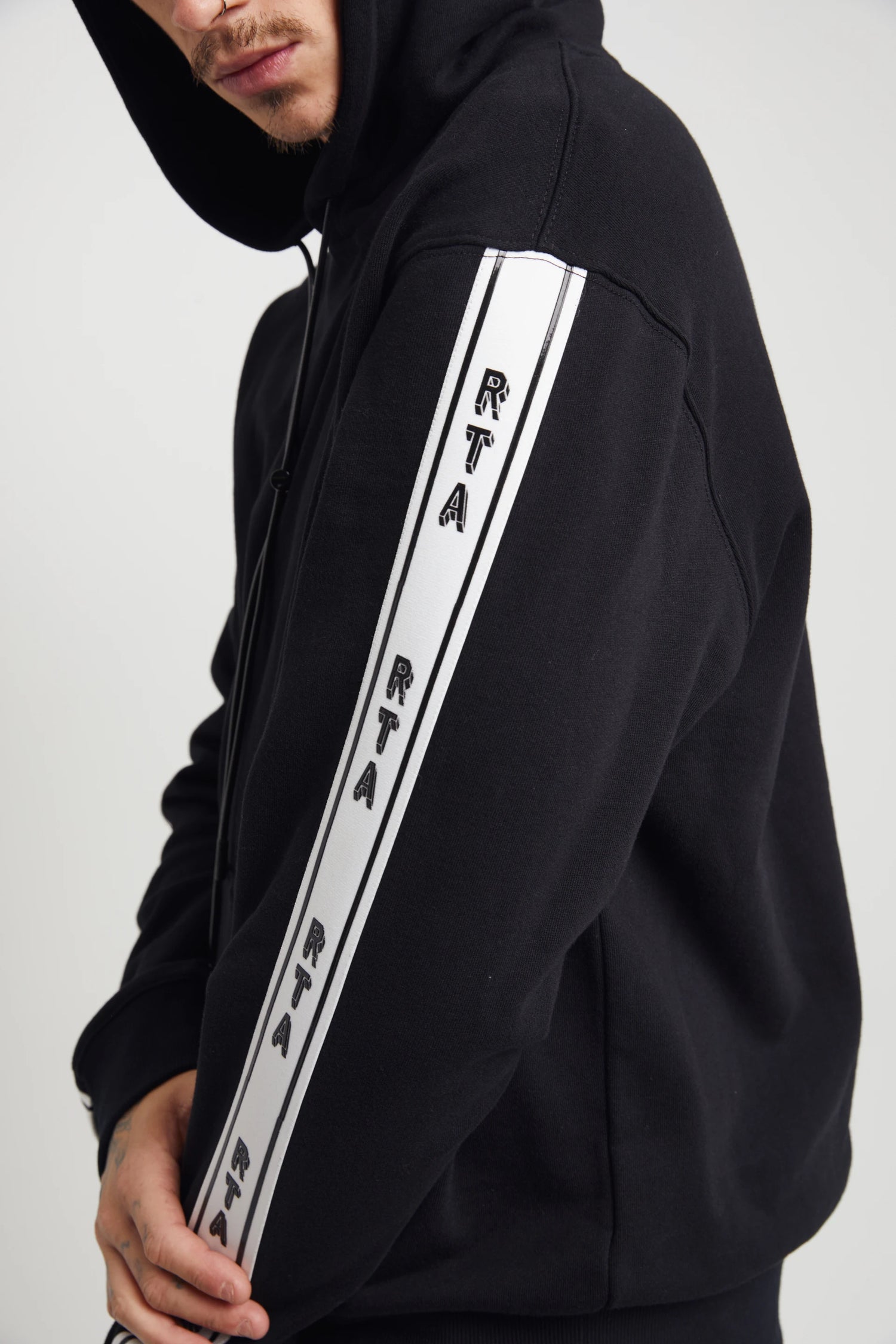 DION HOODIE | BLACK COLLEGIATE STRIPE