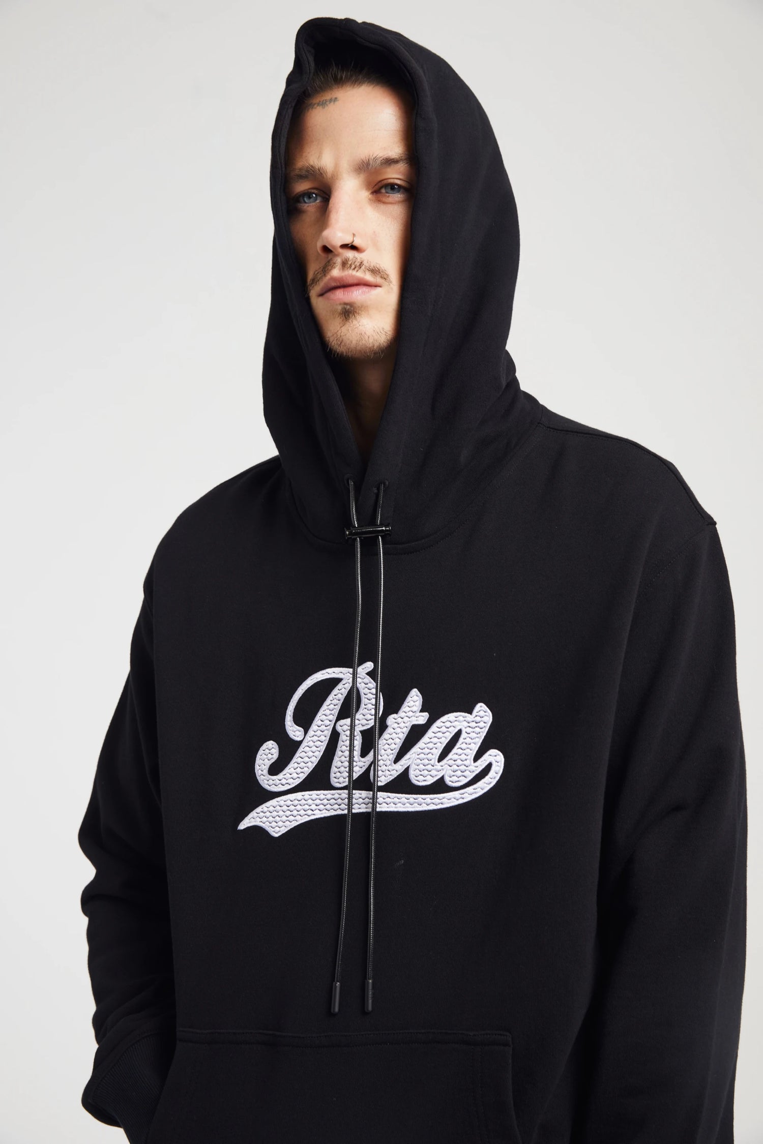 DION HOODIE | BLACK COLLEGIATE SCRIPT