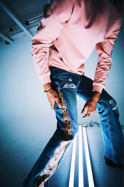 か*ー様 TSY RIPPED WIDE STRAIGHT DENIM INDI RIPPED WIDE STRAIGHT DENIM 【BLACK TAG】// INDIGO