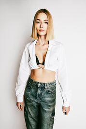 CROPPED POPLIN SHIRT | WHITE