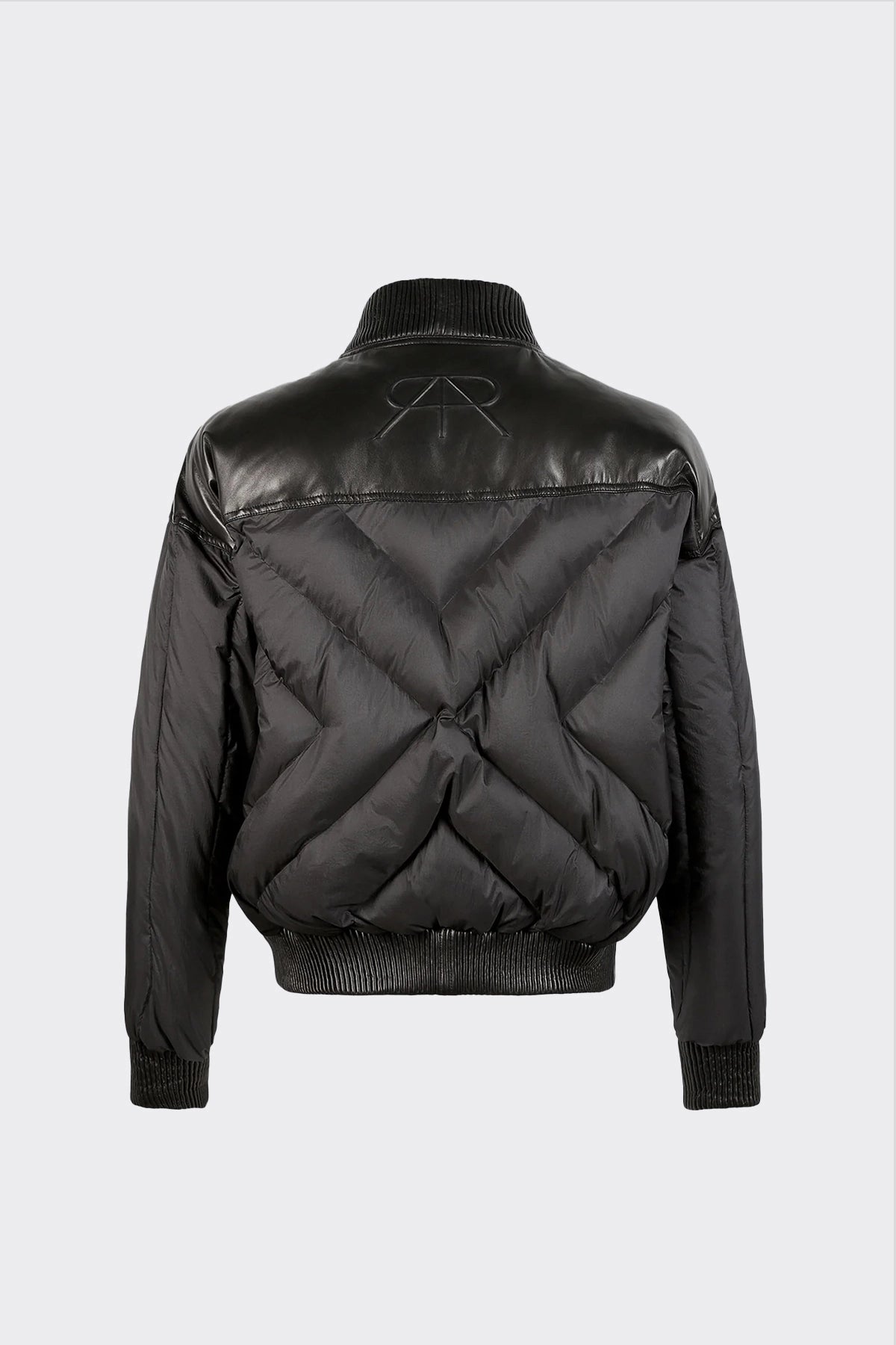 LEATHER CONTRAST PUFFER JACKET