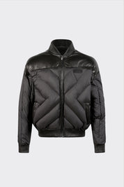LEATHER CONTRAST PUFFER JACKET