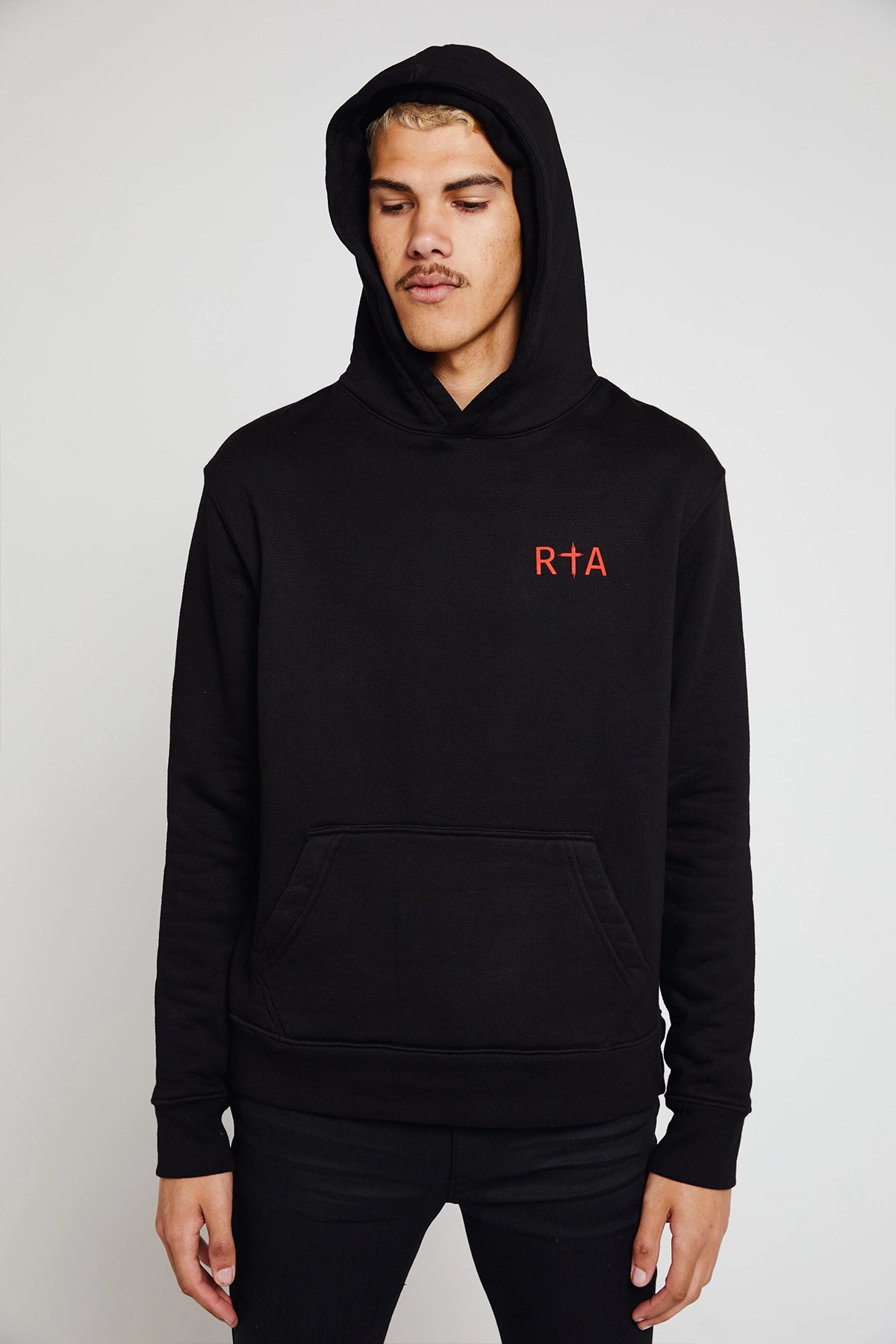 DION HOODIE | BLACK RED LONG CROSS – RTA DION HOODIE | BLACK RED LONG CROSS – RTA