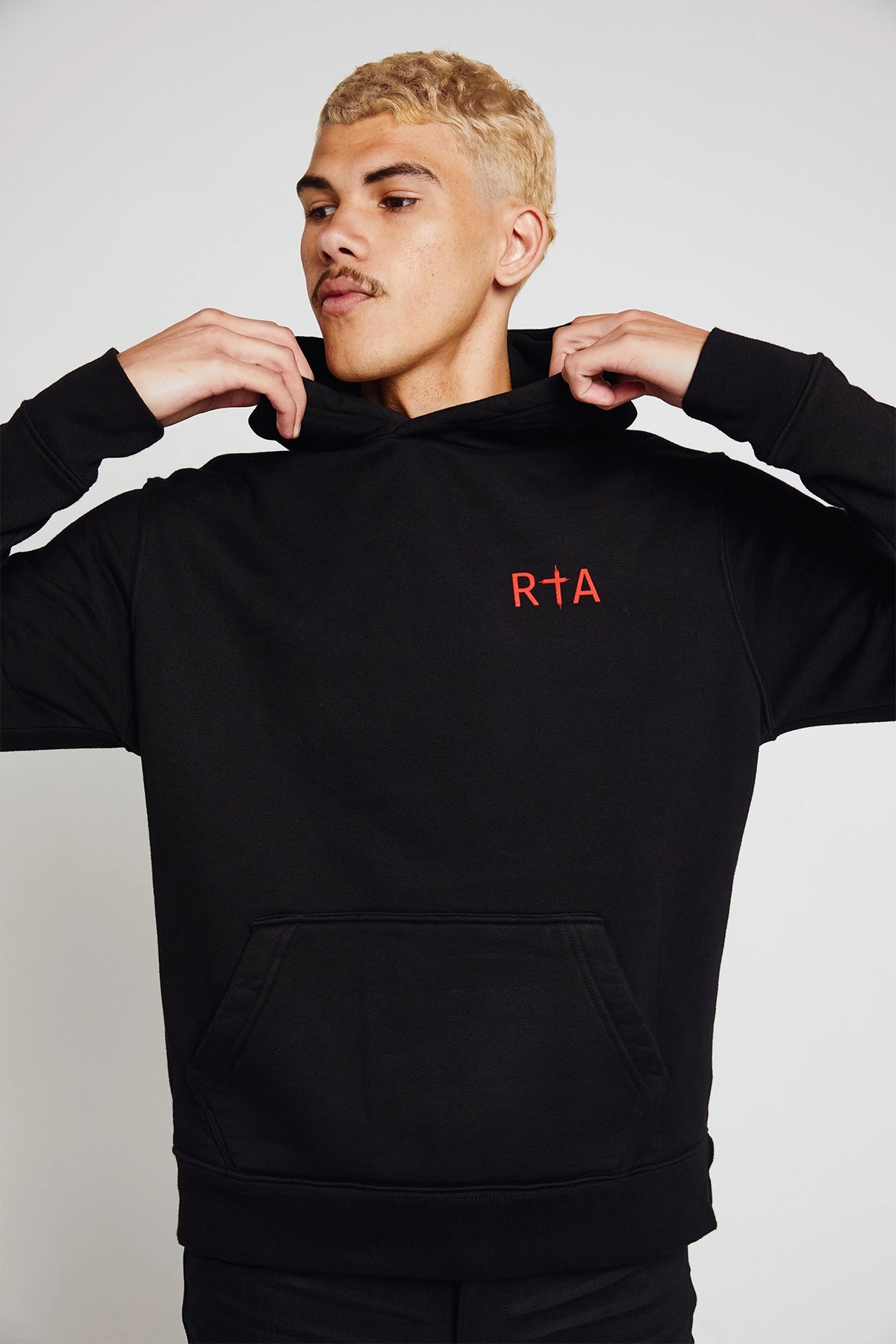 Men's Black Red Long Cross Hoodie | RTA Men's Black Red Long Cross Hoodie | RTA