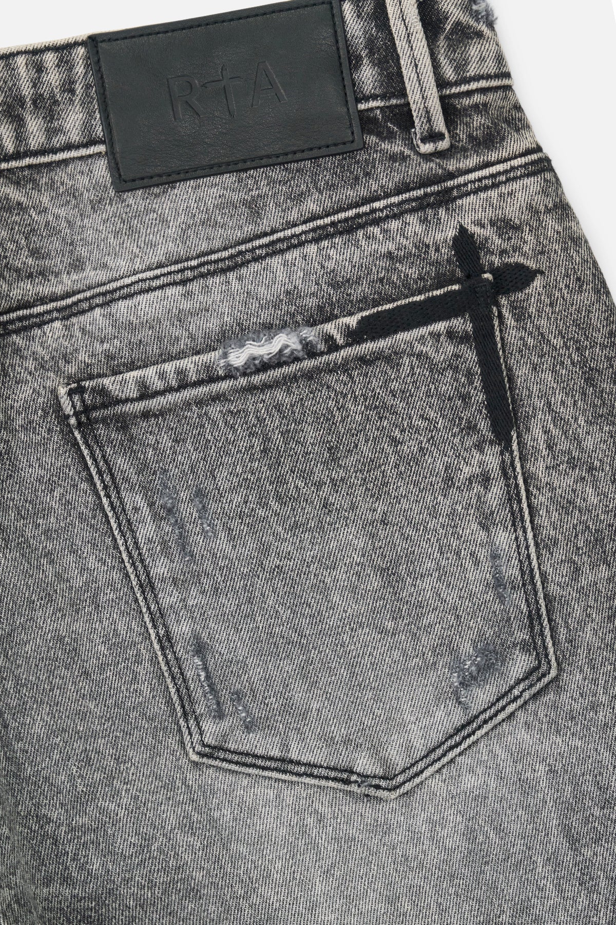 Stone Haze Grey Denim Bryant Jeans - RTA Label and Cross Detail Back Pocket | RTA